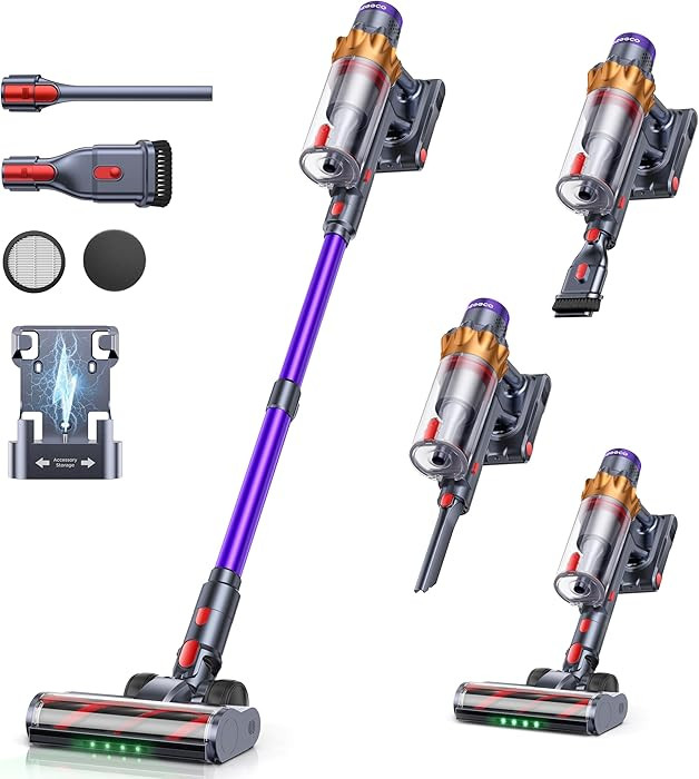 Cordless Vacuum Cleaner, 600W/50KPA/65Mins Vacuum Cleaners for Home, Self-Standing Stick Vacuum w... | Amazon (US)