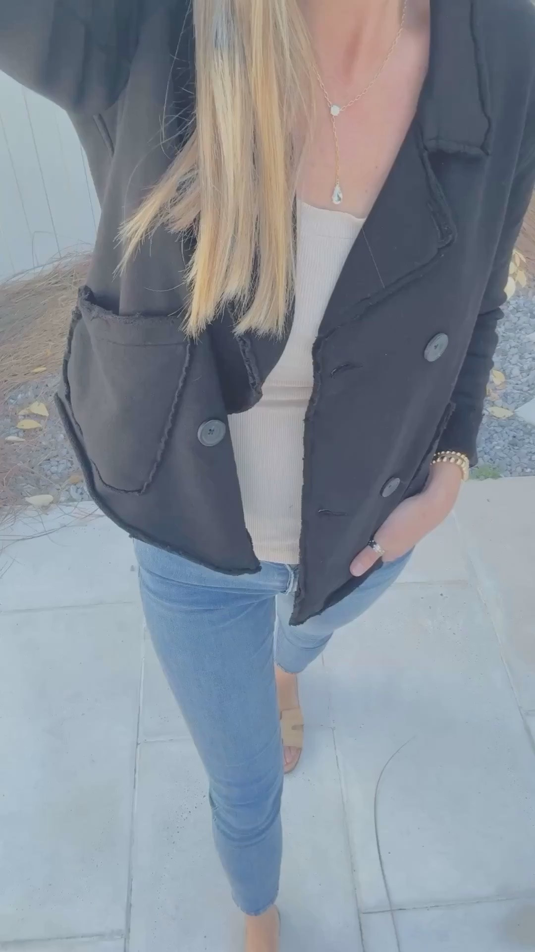 This sweatshirt jacket is a splurge but it’s fabulous. I have size small.  I haven’t found a good save option. Small tank. Jeans true to size.  Lots of stretch! Sandals true to size.

#LTKdayinmylife #LTKOver40 #LTKootd