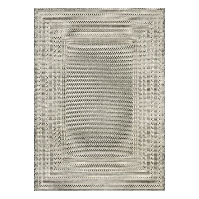 Better Homes and Gardens Woven Border 5’ x 7’ Outdoor Rug - Polypropylene/Polyester - Gray | Walmart (US)