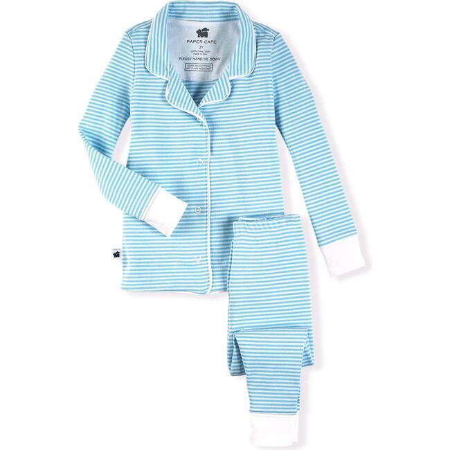 Paper Cape | Classic Pajamas, (Blue Stripe, Size 5Y) | Maisonette | Maisonette
