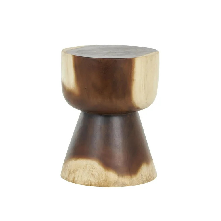 DecMode 14" x 18" Brown Wood Handmade Hourglass Accent Table with Natural Wood Grain, 1-Piece | Walmart (US)