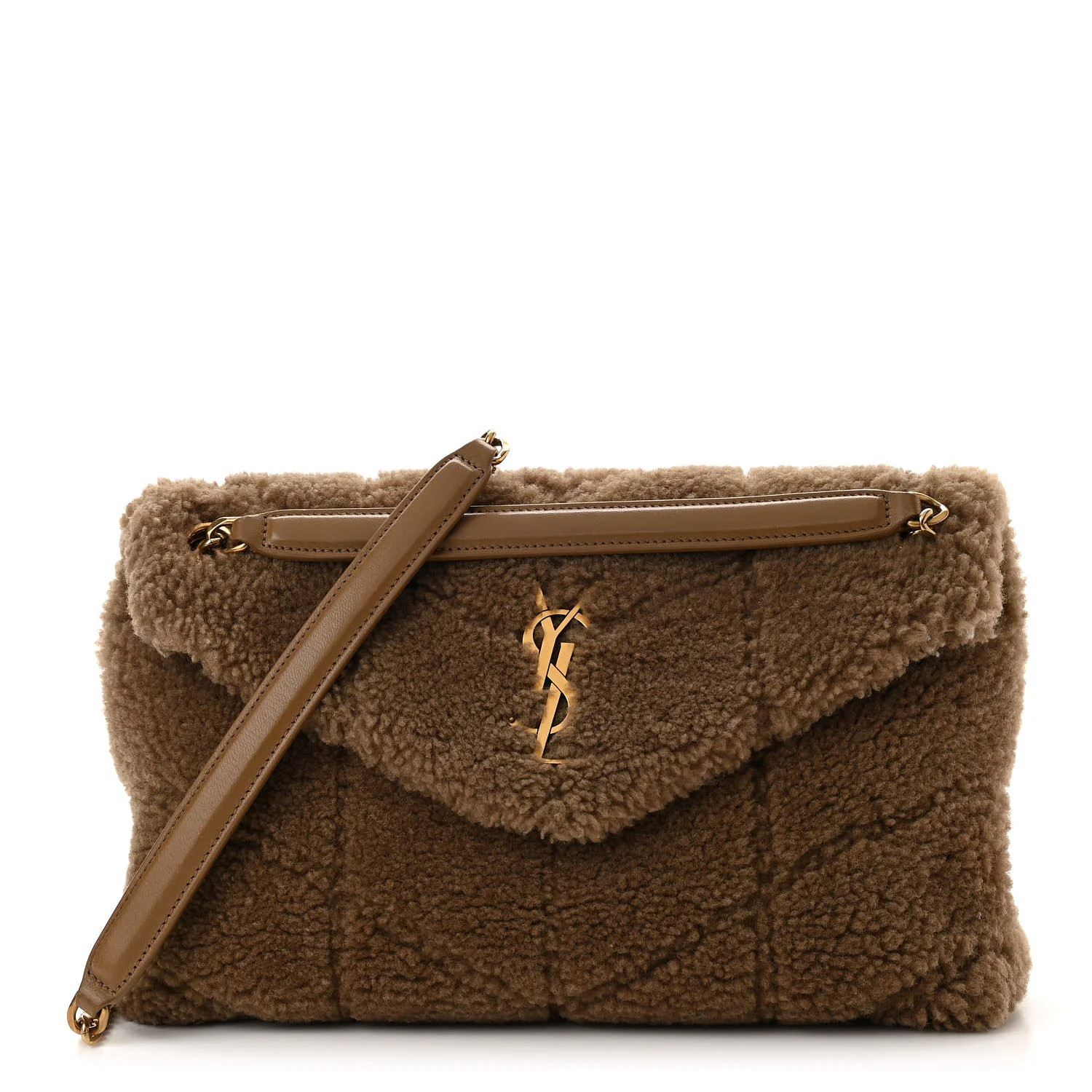 Shearling Quilted Small Loulou Puffer Monogram Chain Satchel Cinnamon | FASHIONPHILE (US)