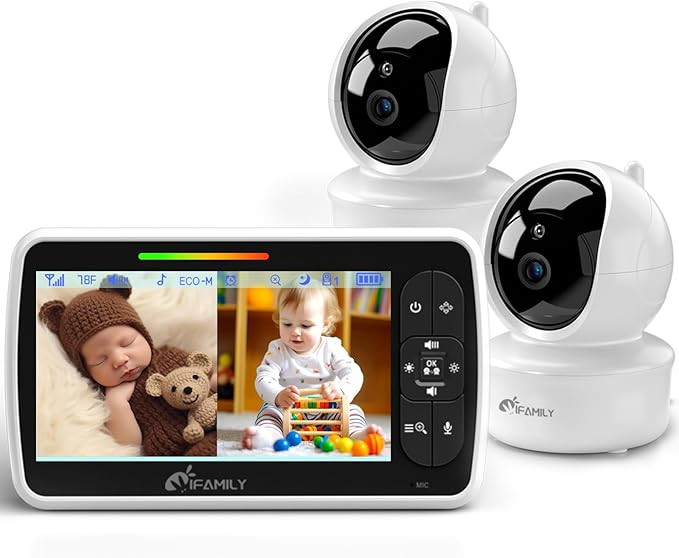 iFamily Split Screen Baby Monitor, Large Display Video Baby Monitor with 2 Cameras and Audio, Lon... | Amazon (US)