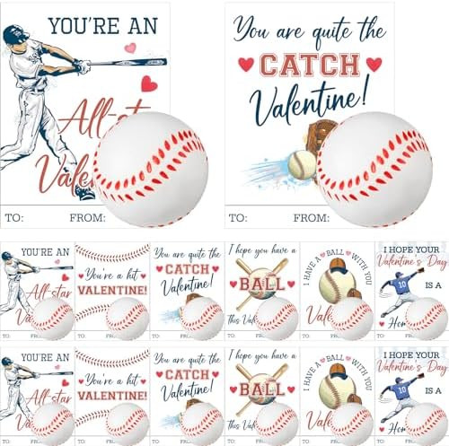 Syhood 36 Set Valentine's Day Baseball Card and Foam Stress Balls for Kids Valentine's Day School... | Amazon (US)