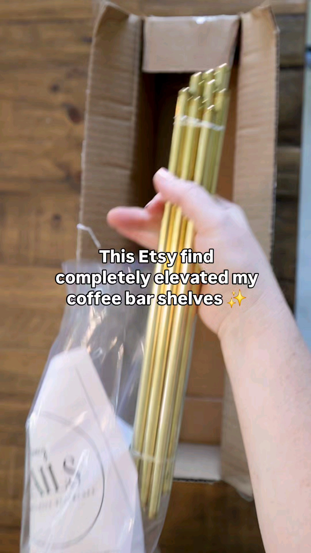 Why do little things make the biggest difference? 😍I found these gorgeous brass tipping rails and couldn’t wait to unbox and install them on my coffee bar shelves. They were the easiest upgrade ever—just a few screws and instant elegance! Now my mugs and jars feel like they’re living their best life in a cozy café.Would you add these to your kitchen shelves too?#coffeebarstyle #shelflove #brassdetails #thediymommy #cozydiyhome

#LTKHome