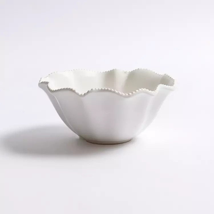 White Wavy Beaded Cereal Bowl | Kirklands