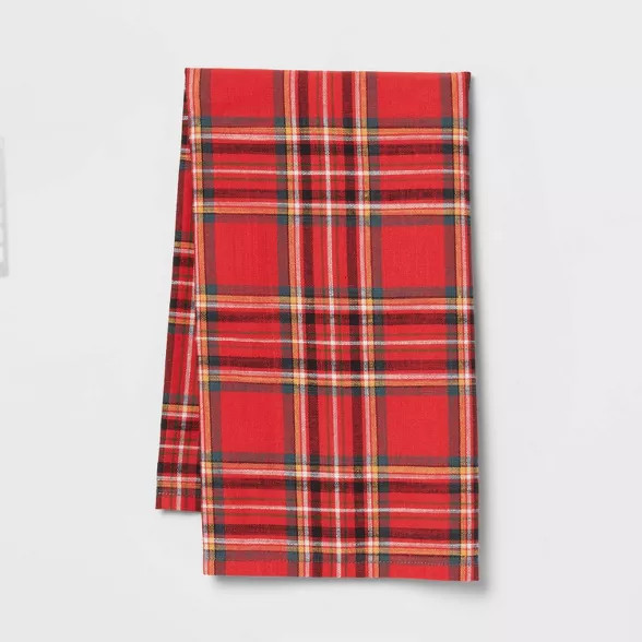 Cotton Plaid Kitchen Towel Red - Threshold™ | Target