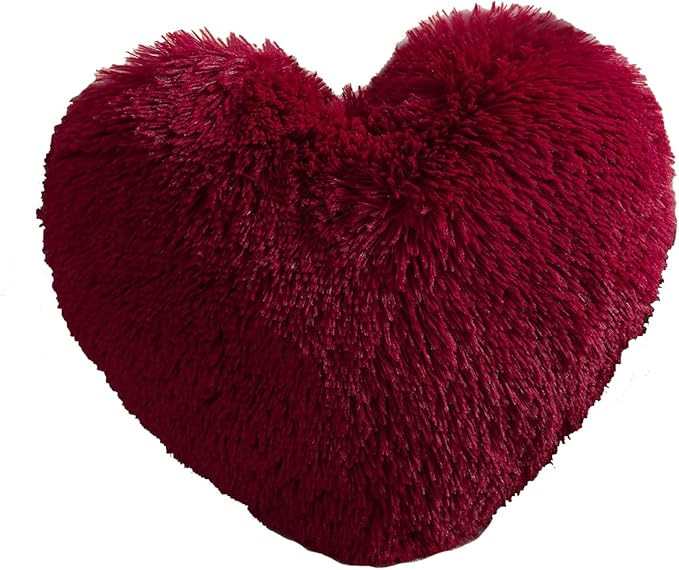 MorroMorn Fluffy Heart Throw Pillows, Shaggy Decorative Pillow for Sofa Couch Bed, Cute Room Deco... | Amazon (US)