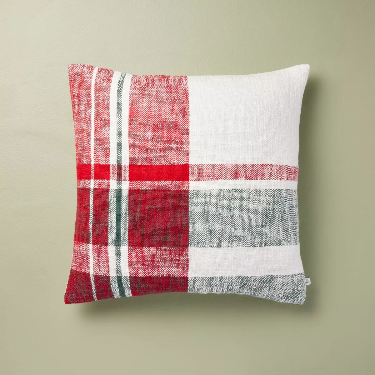Festive Plaid Square Christmas Throw Pillow Red/Green/Cream - Hearth & Hand™ with Magnolia | Target