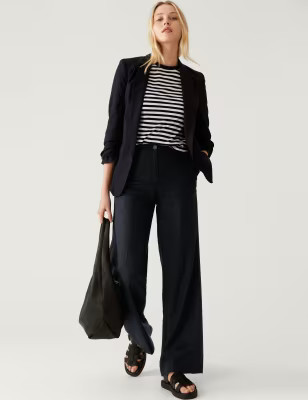 Linen Blend Wide Leg Trousers | Marks & Spencer (UK)