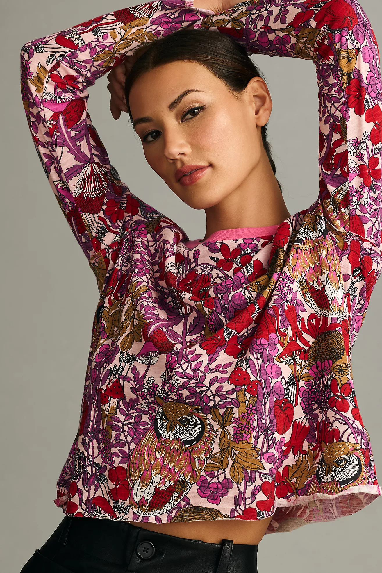 Maeve Long-Sleeve Printed Tee | Anthropologie (US)