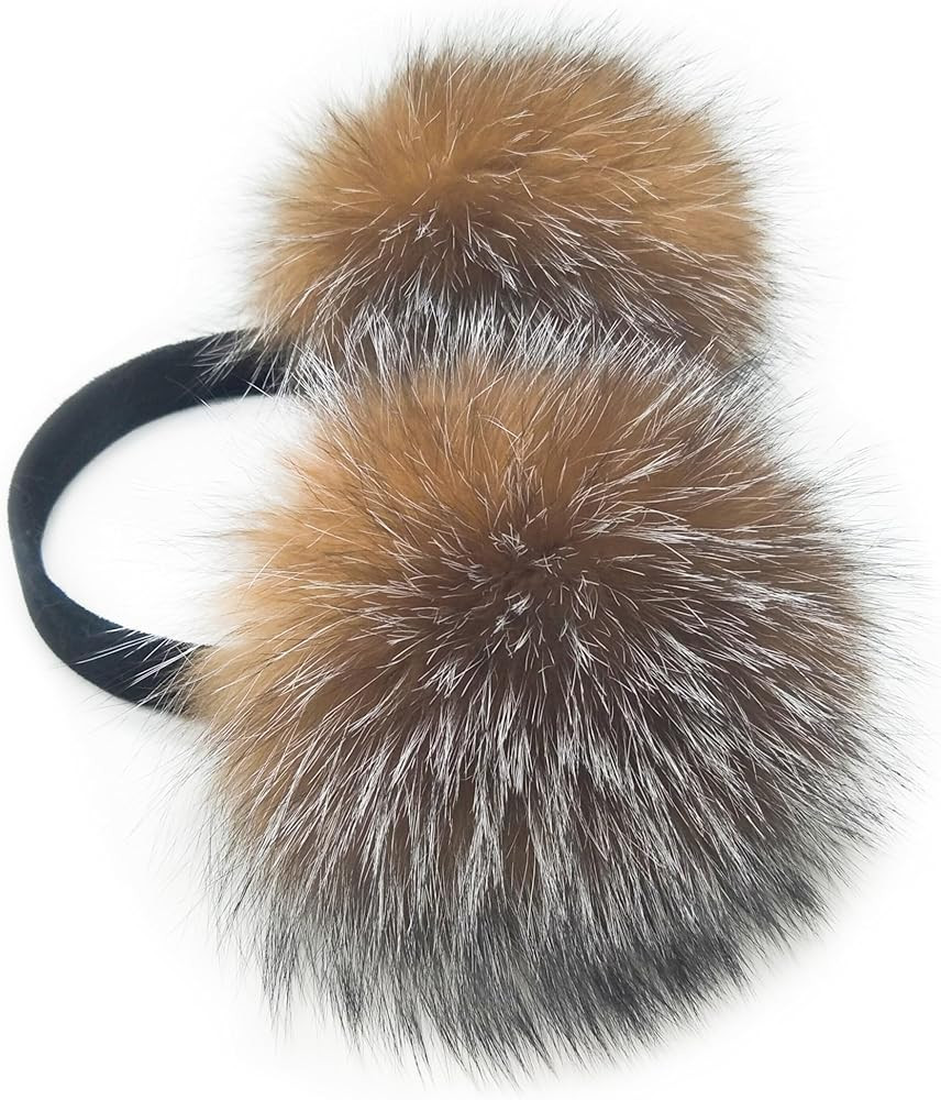 Hima 100% Real Fox Fur Earmuffs Made in New York (Natural Crystal) | Amazon (US)