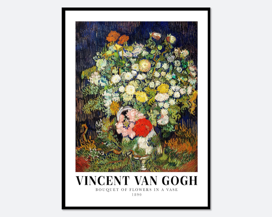 Van Gogh Bouquet of Flowers in a Vase Vintage Exhibition Poster Art Print | Van Gogh Flowers Prin... | Etsy (US)