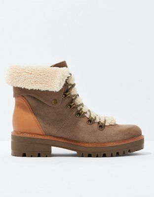 AE Sherpa Lace Up Boot | American Eagle Outfitters (US & CA)