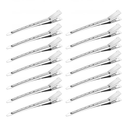 40 Pcs Duck Bill Clips, 3.5 Inch Hair Clips for Women, Rustproof Metal Alligator Curl Clip with Holes for Hair Styling, Coloring, Salon Use for Thick Hair & Thin Hair, Silver | Amazon (US)