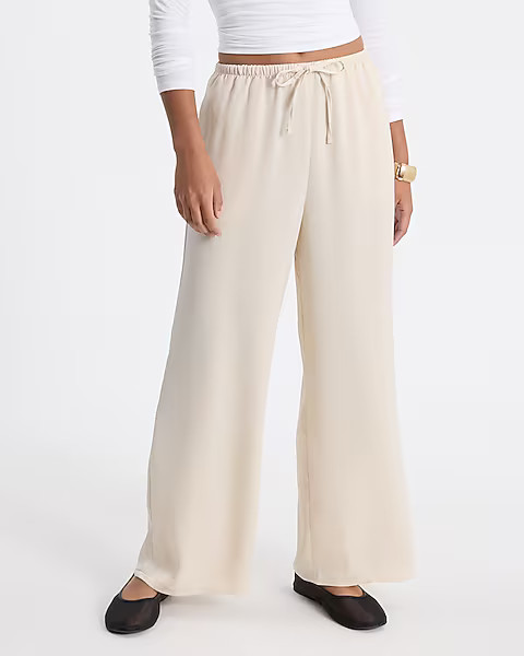 High Waisted Satin Pull On Ankle Pant | Express