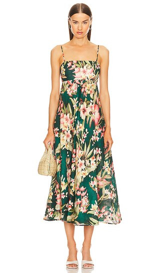 Lexi Midi Dress in Green Palm | Revolve Clothing (Global)