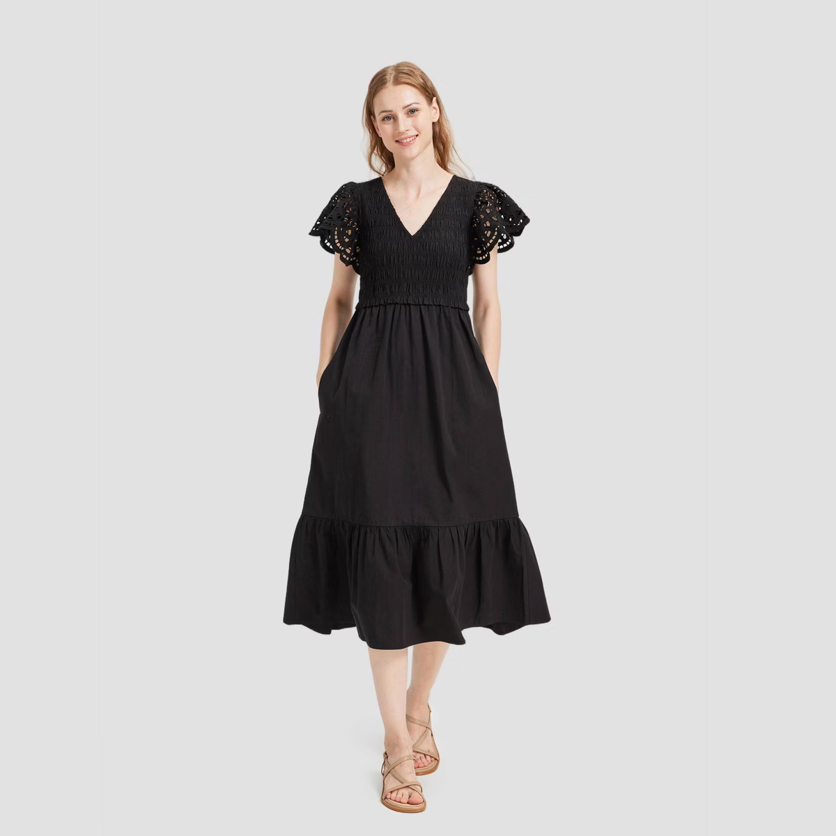Women's Flutter Short Sleeve Midi A-Line Dress - Universal Thread™ | Target