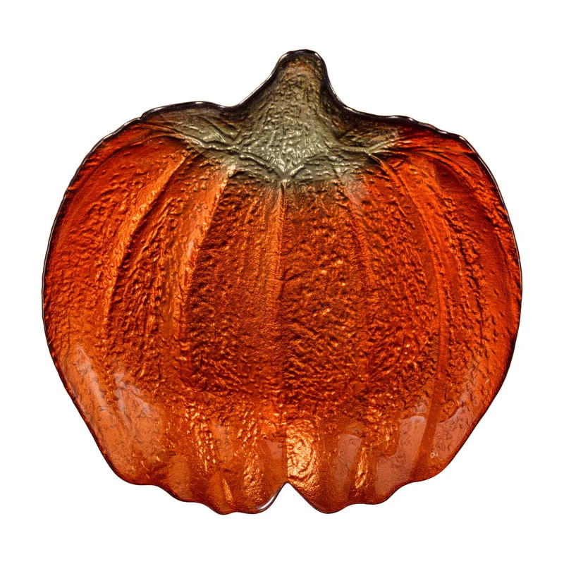 Harvest Blossom Serveware Glass Dish Pumpkin, 8.25"W | Plow & Hearth