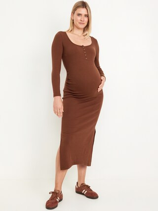 Maternity Long Sleeve Henley Midi Dress | Old Navy (US)