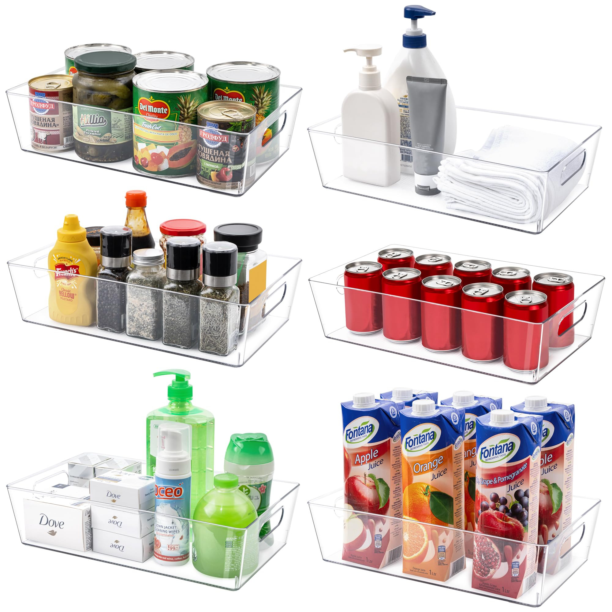 Tiawudi 6 Pack Large Clear Storage Bins, Pantry Organizers and Storage Containers, Plastic Home O... | Amazon (US)