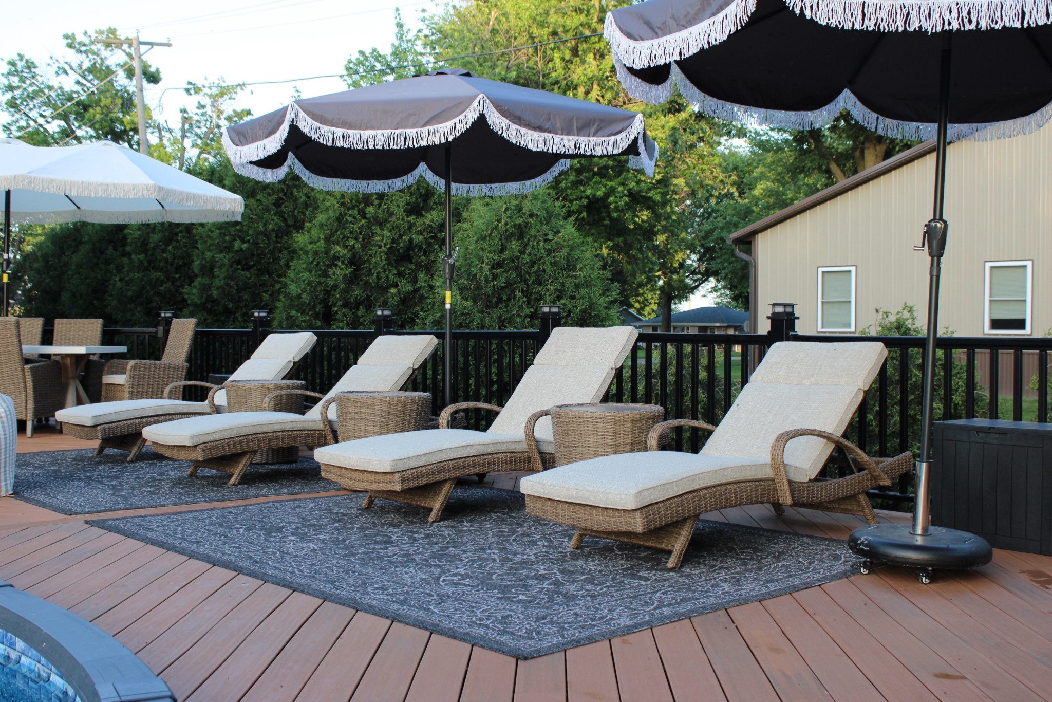 Outdoor Chaise Lounge Chairs with Cushions

Pool Decor | Above Ground Pool Deck | Outdoor Patio Furniture | Fringe Tilt Umbrella | | Backyard Patio | Backyard Furniture | Backyard Pool | Backyard Decoration | Outdoor Pillows | Outdoor Decor | Waterproof Outdoor Rug | Poolside Decor |

#LTKSeasonal #LTKHome