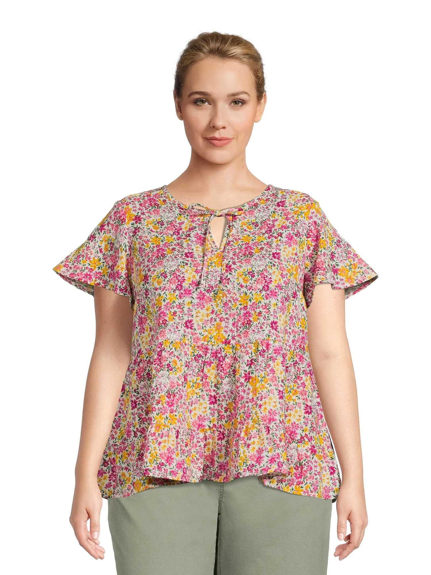 Terra & Sky Women's Plus Swing Tiered Top - Walmart.com | Walmart (US)