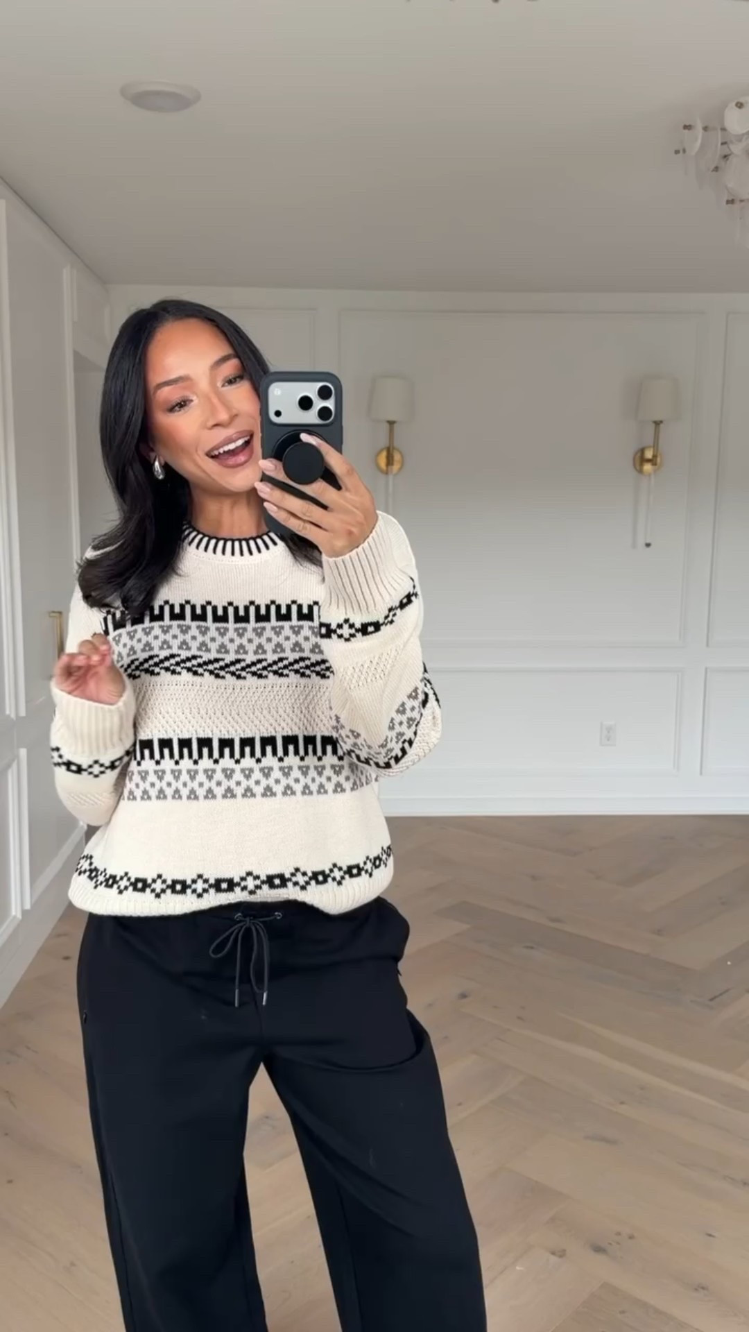 Casual holiday outfit!! Wearing size L fair isle sweater and size M black barrel pants 

Winter outfit 
Winter fashion 
Comfy outfit 
Holiday outfit
Holiday party outfit

#LTKSeasonal #LTKFindsUnder100 #LTKHoliday