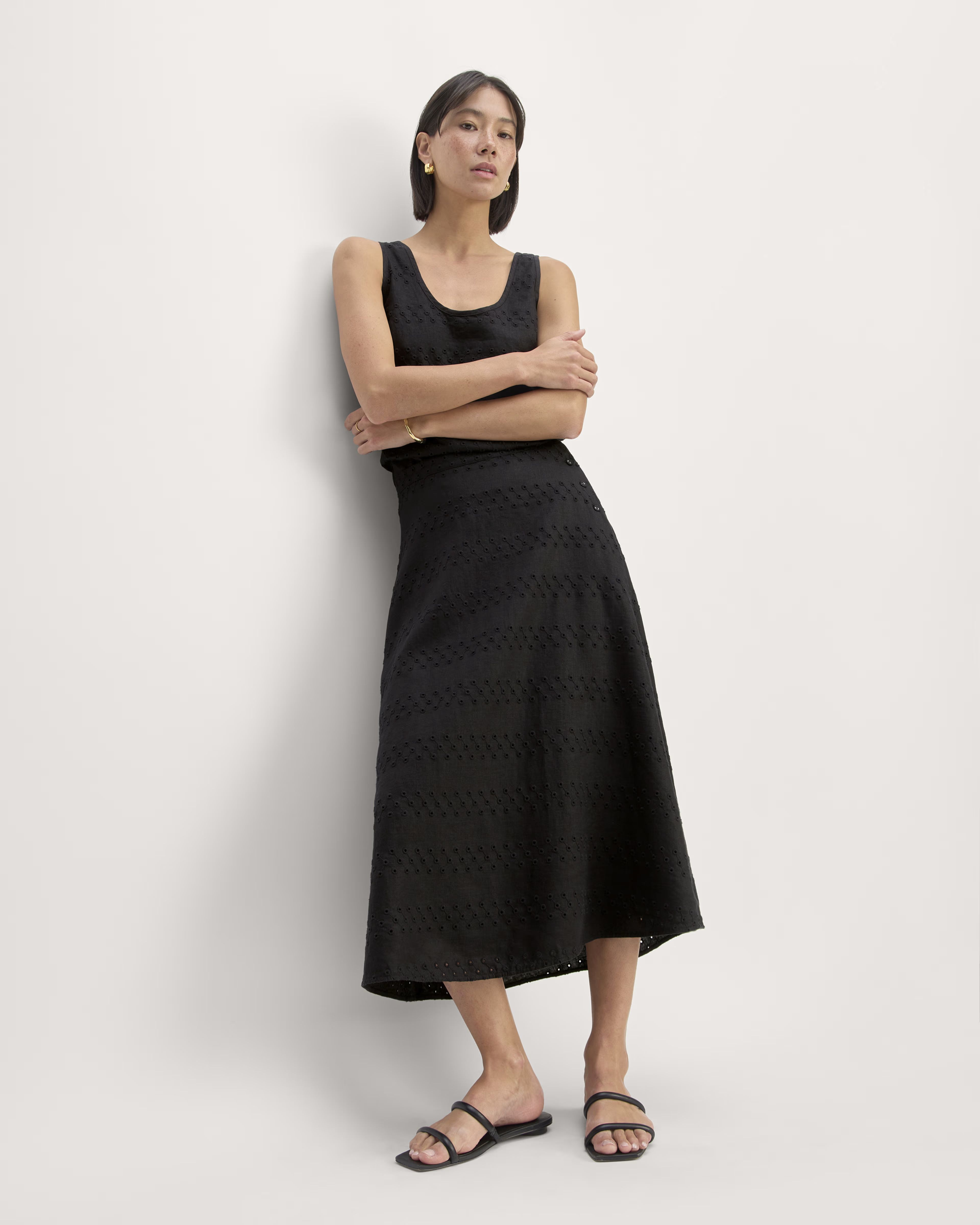 The Linen Eyelet Midi Skirt | Everlane