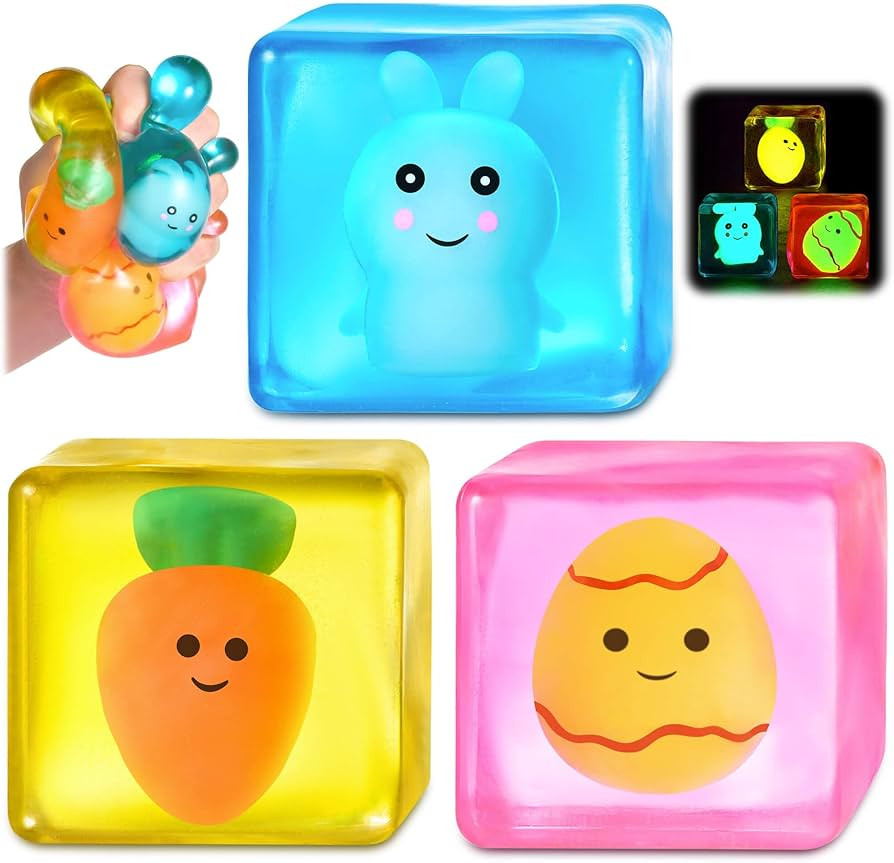 Easter Basket Stuffers - Glow in The Dark Easter Egg Fillers Squishy Bunny Stress Cube Easter Gif... | Amazon (US)