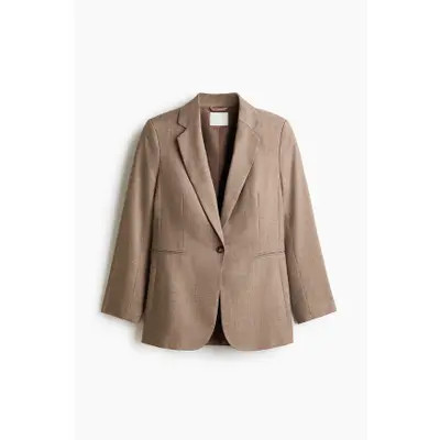 H&M Single-breasted Twill Blazer in Dark Brown at Nordstrom, Size Large | Nordstrom