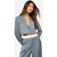 Womens Boxy Cropped Blazer - Grey - 12 | boohoo (US & Canada)