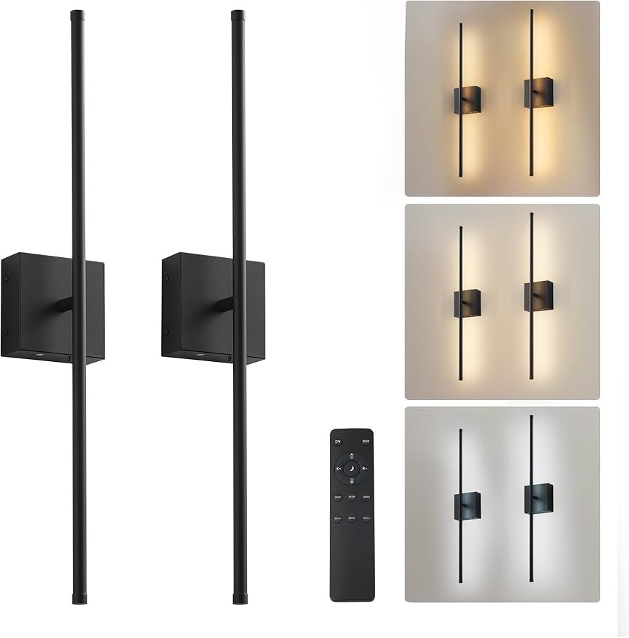 KARTOOSH Removable Battery Operated Wall Sconces with Remote Control, Stepless Colors 3000K-6000K... | Amazon (US)