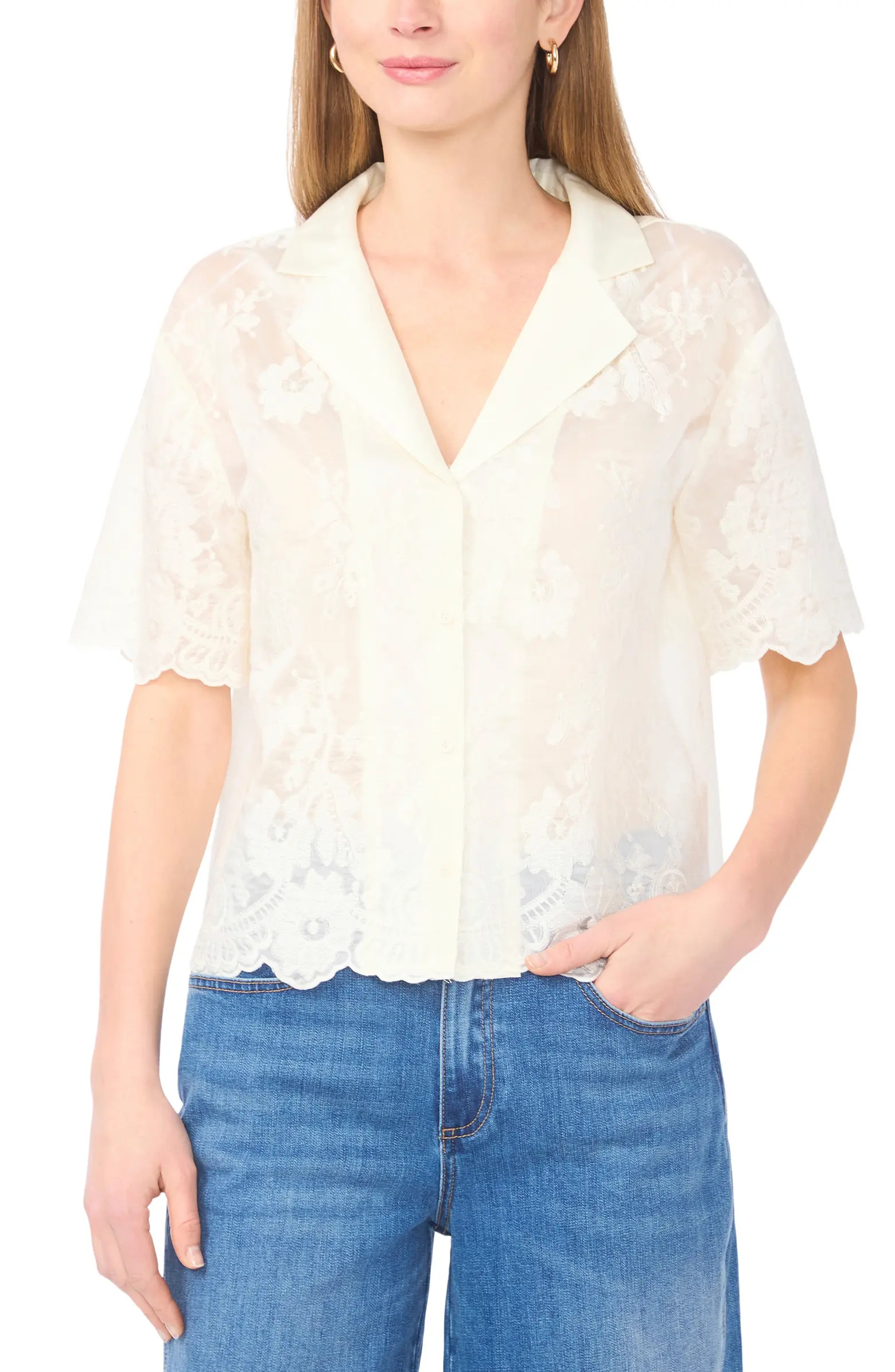 Sheer Floral Camp Shirt | Nordstrom