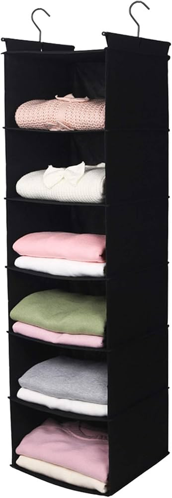 MAX Houser 6 Tier Hanging Closet Organizer Foldable Closet Hanging Shelf Black | Amazon (US)