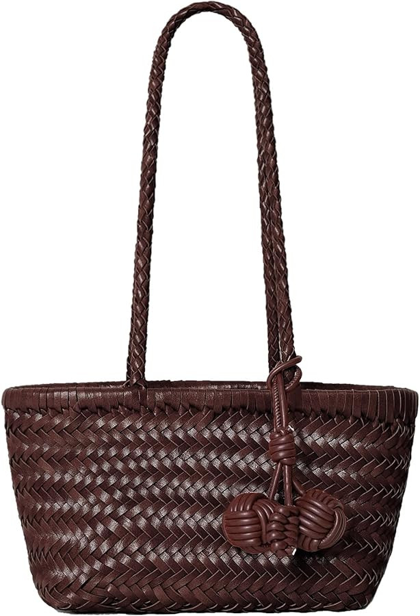 Woven Shoulder Bag for Women, Mini Hobo Purse, Cute Bucket Totes, Small Underarm Bags, Beach Top-... | Amazon (US)