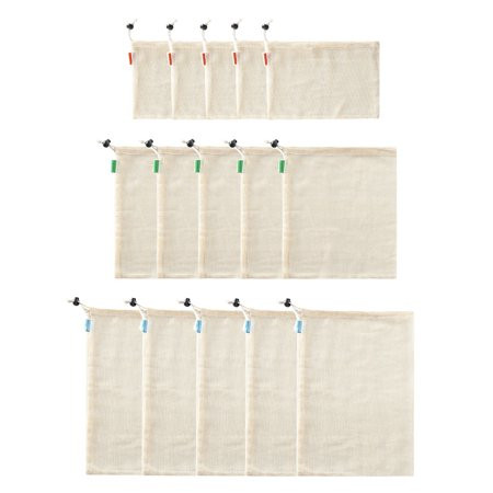 TWSOUL Produce Bags Reusable Organic Cotton Net String Storage Veg Bags Washable & Lightweight 2-5 P | Walmart (US)