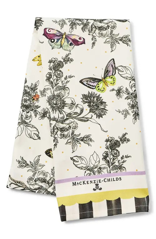 MACKENZIE CHILDS Butterfly Toile Print Dish Towel in White at Nordstrom | Nordstrom
