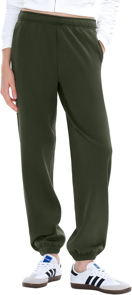 PUMIEY Women’s High Waisted Sweatpants Fleece Baggy Sweat Pants Y2K Lounge Joggers Pants Three-... | Amazon (US)