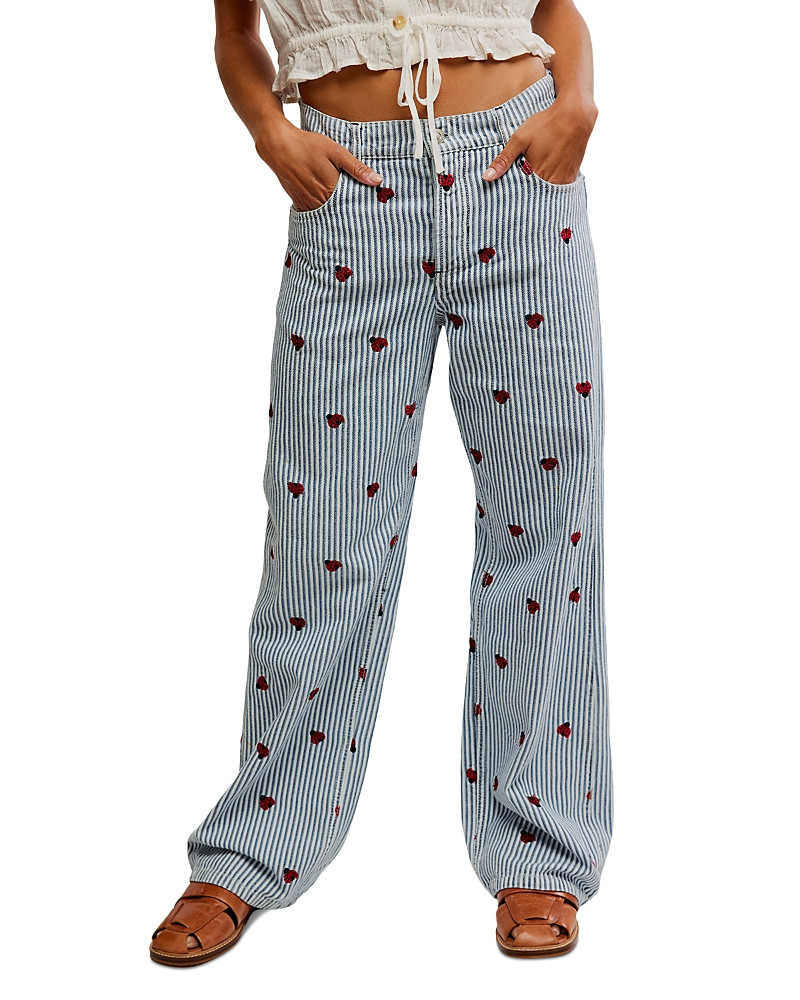 Free People Bugged Out High Rise Straight Jeans in Lady Luck | Bloomingdale's (US)