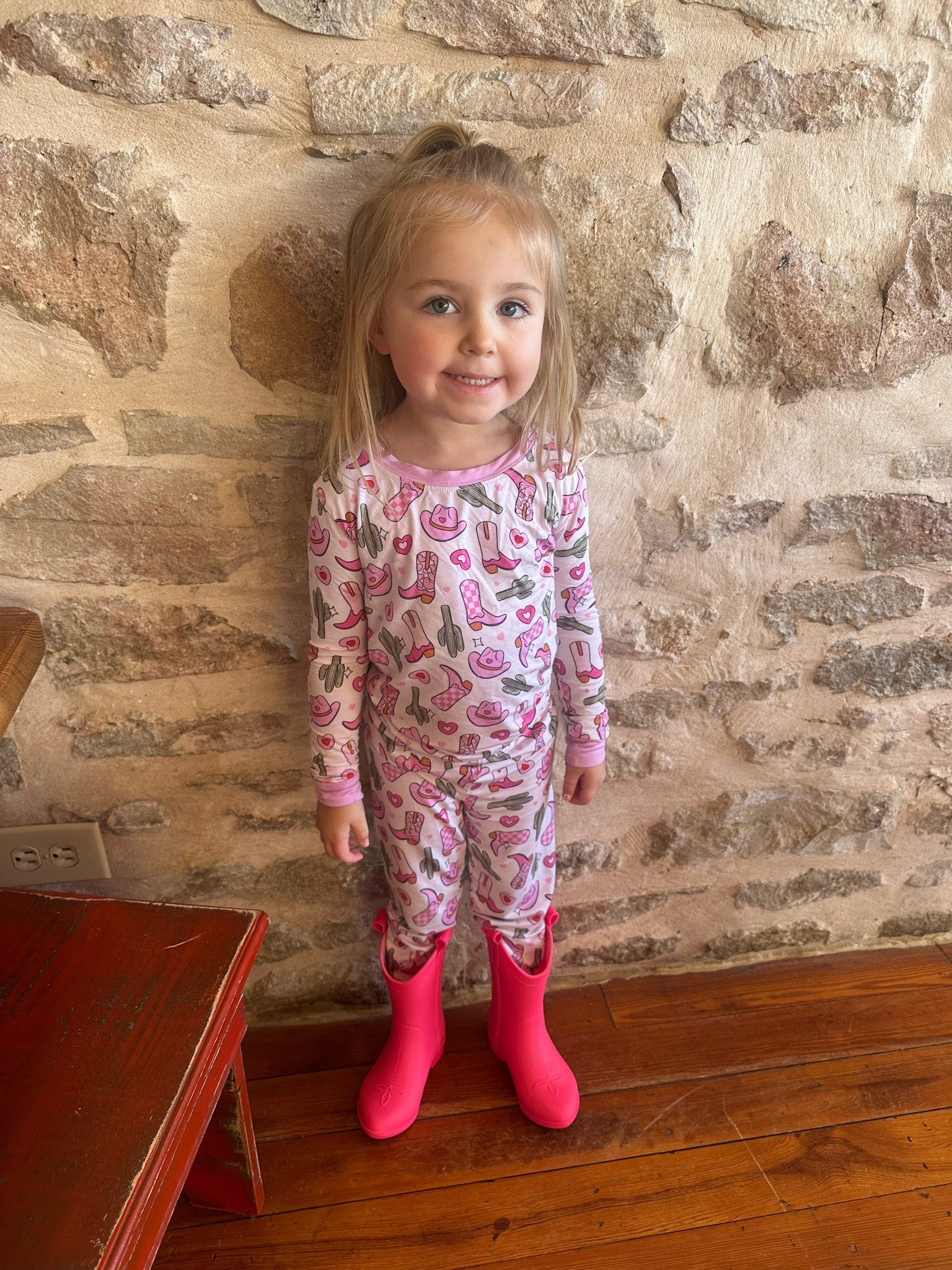 When your pajamas are this cute you wear them to the coffee shops with mom! Love these so much and can totally be worn all year round! Also, let’s talk about those cowgirl rain boots. The cutest rain boots hands down! 🤠 Boots run big recommend sizing down a size.

#toddler #kids #kidsfashion #toddlerfashion #valentinesday #valentinepajamas #cowgirl #western #westernfashion #cowgirlboots #rainboots #pink #pinkrainboots 

#LTKkids #LTKshoecrush #LTKSeasonal