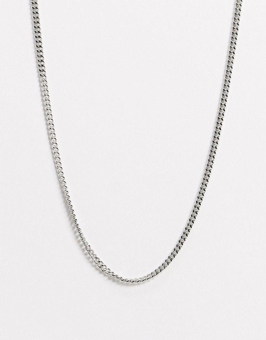 ASOS DESIGN necklace with 3mm fine curb chain in silver tone | ASOS (Global)