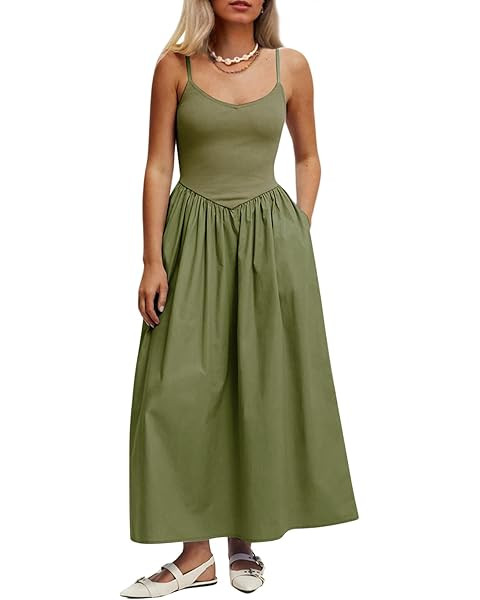 PRETTYGARDEN Women's Smocked Maxi Dresses 2025 Summer Beach Sundress Casual Spaghetti Strap Swing... | Amazon (US)