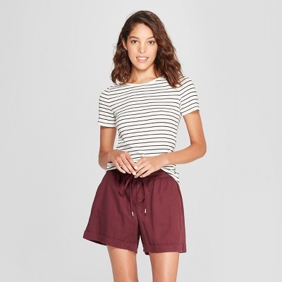 Women's Striped Short Sleeve Fitted Crew T-Shirt - A New Day™ | Target