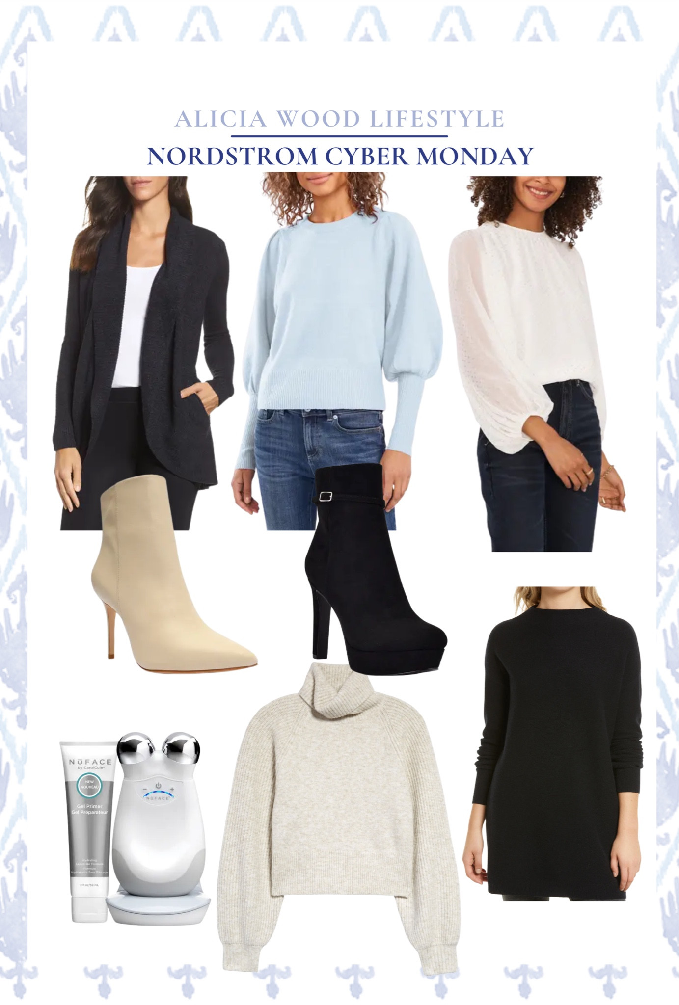 Last day of the Nordstrom Cyber sale!

Barefoot dreams cardigan, blue sweater, white top, beige bootie, black bootie, grey turtleneck, black cashmere tunic, & nuface. 

#LTKSeasonal #LTKHoliday #LTKsalealert