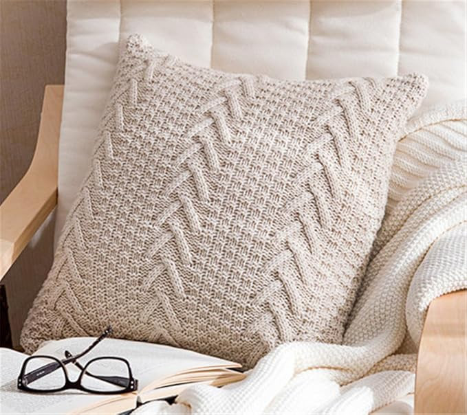 Decorative Cotton Knitted Pillow Case Cushion Cover Double-Cable Warm Throw Pillow Covers for Bed... | Amazon (US)