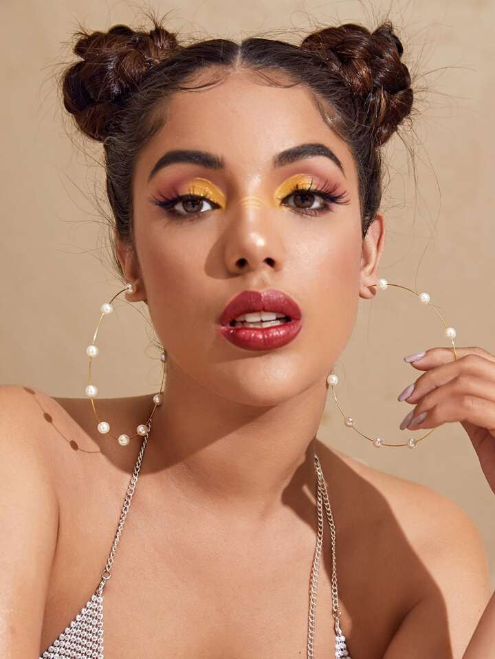 Faux Pearl Decor Hoop Earrings | SHEIN