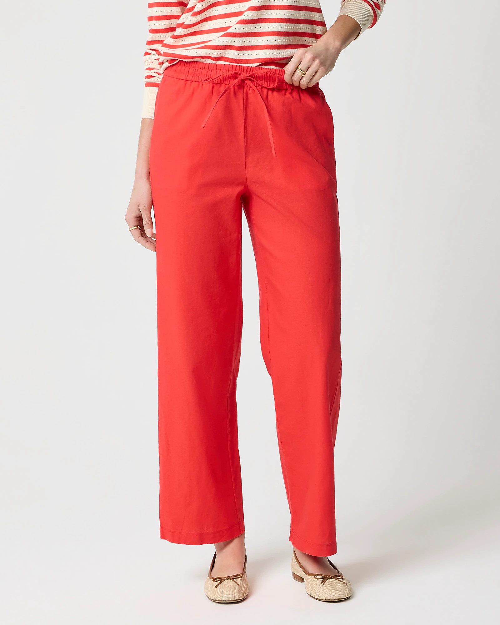 Linen-blend slim wide-leg drawstring pant | J.Crew Factory