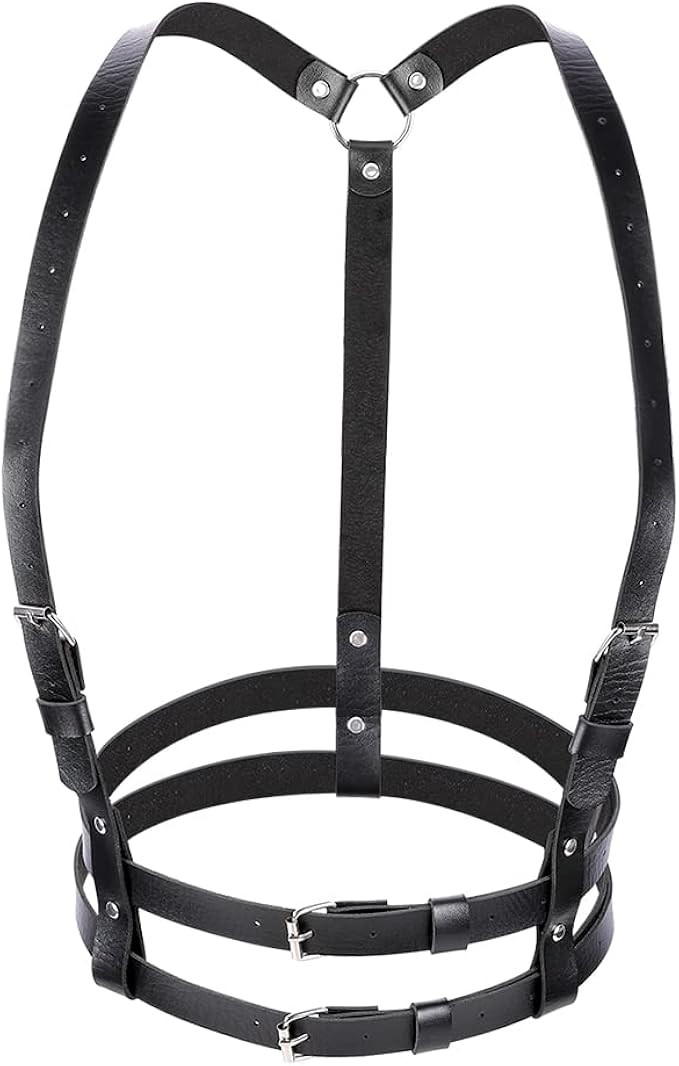 Punk Waist Leather vest Chain Belt Harness Strappy Body Chain Adjustable Body Accessories for Wom... | Amazon (US)