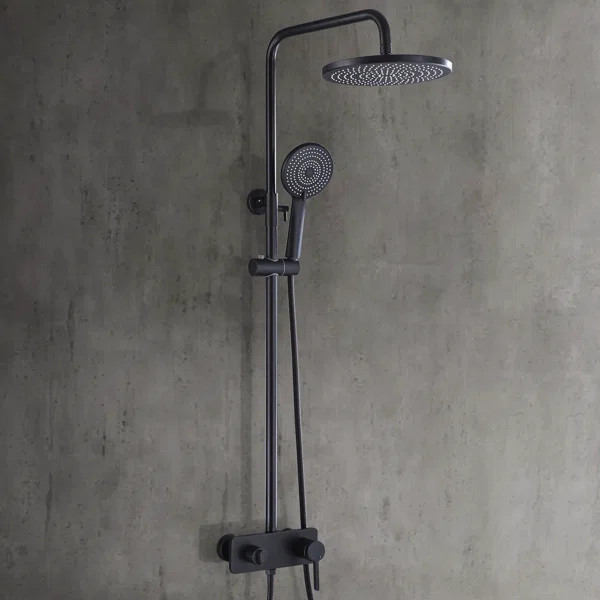 44.8" Height Adjustable Solid Brass Complete Shower System With Rough-In Valve | Wayfair North America
